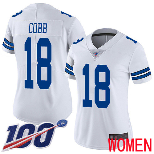 Women Dallas Cowboys Limited White Randall Cobb Road 18 100th Season Vapor Untouchable NFL Jersey